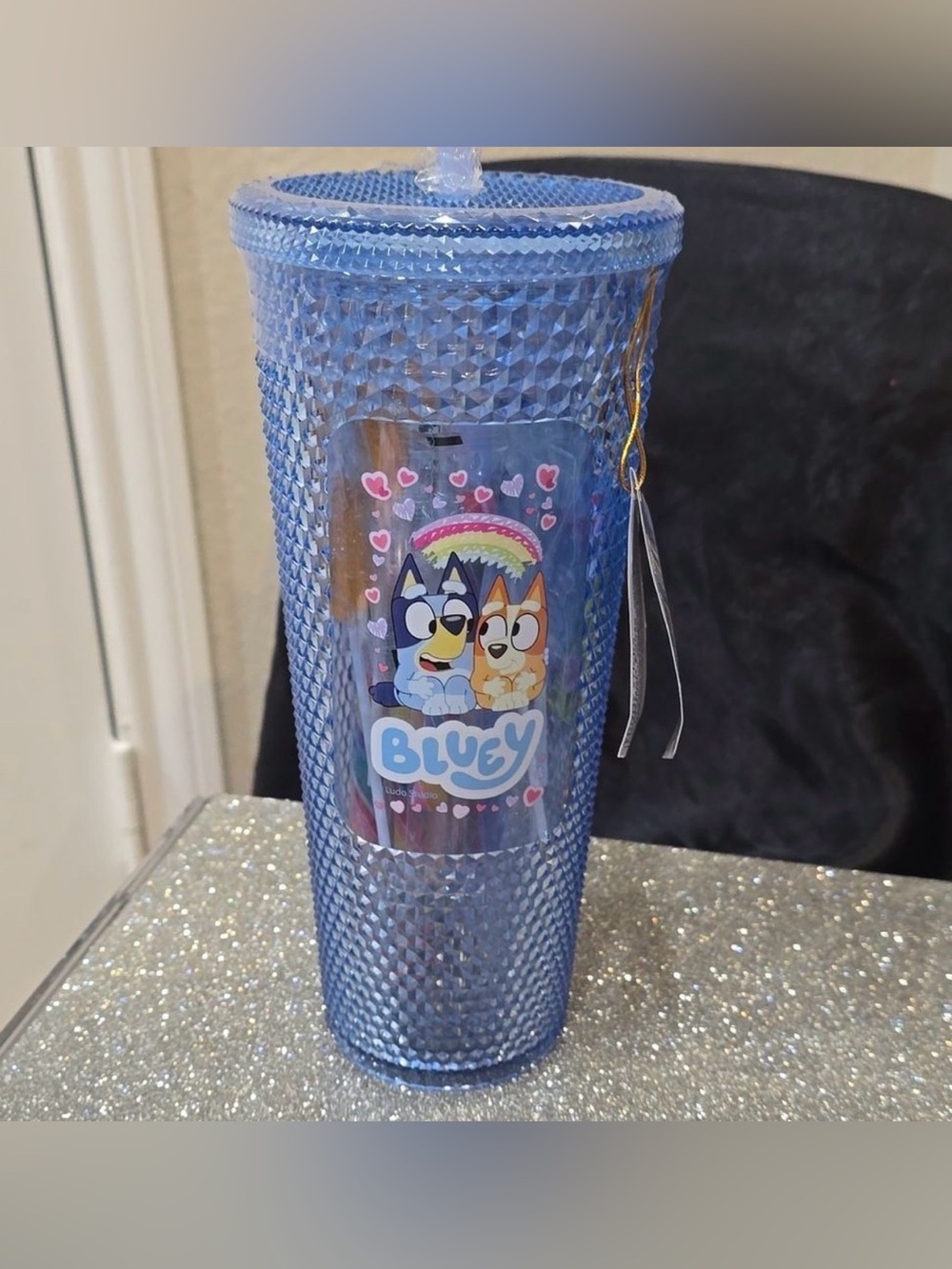 Bluey Tumbler graphics of bluey and bingo